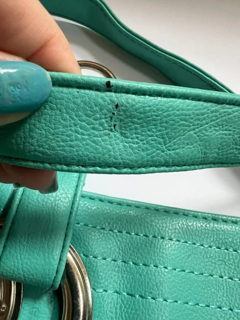 Hobo Bag in Aqua with Blue Striped Lining